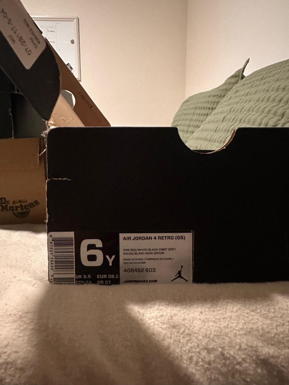 Nike Air Jordan 4 Retro (GS) Black and White Shoe Box